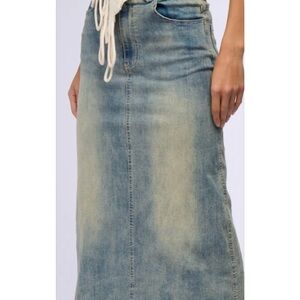Denim Maxi Skirt in Washed Blue